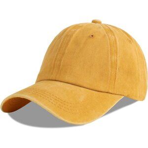Unisex Washed-yellow Baseball Cap Cotton Fits Washed Denim Adjustable Hat